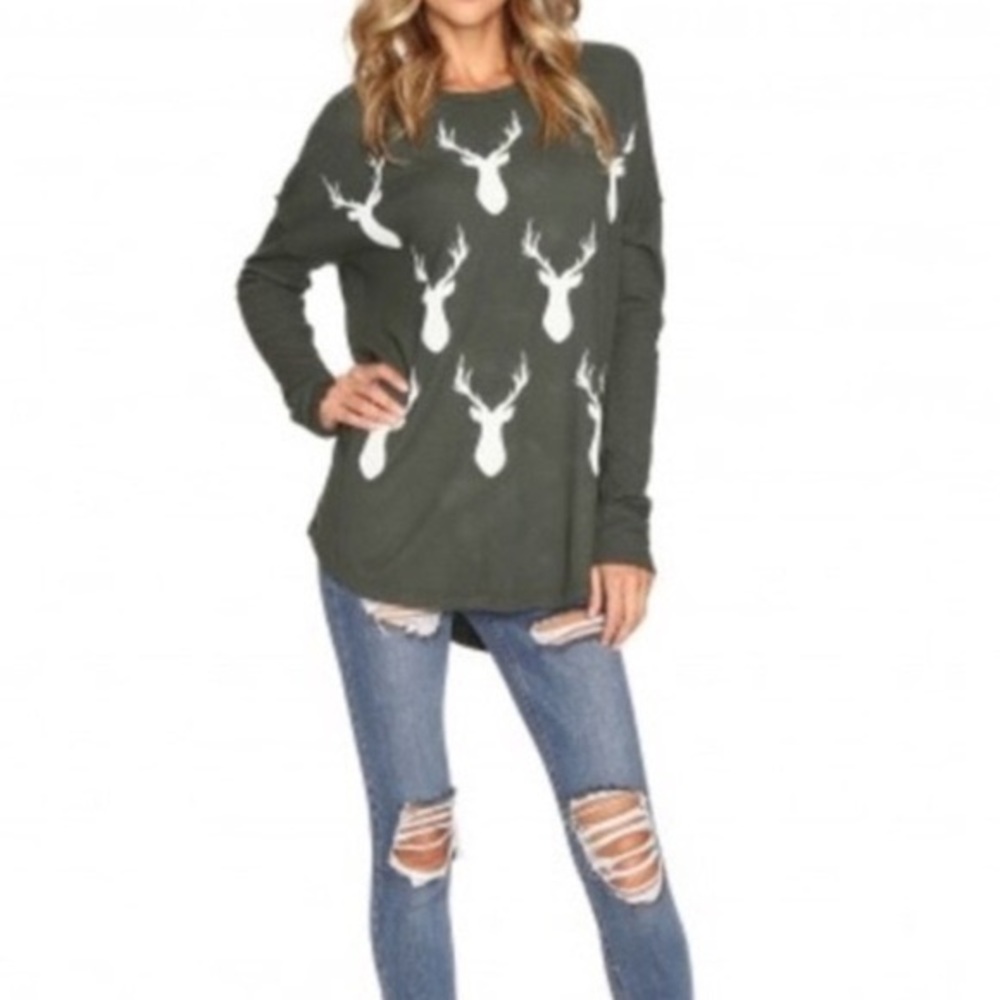 Mumu mellow shirt waffle knit thermal lounge long sleeve crew neck cozy printed